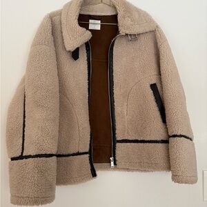 Cozy Taupe Sherpa Moto Jacket